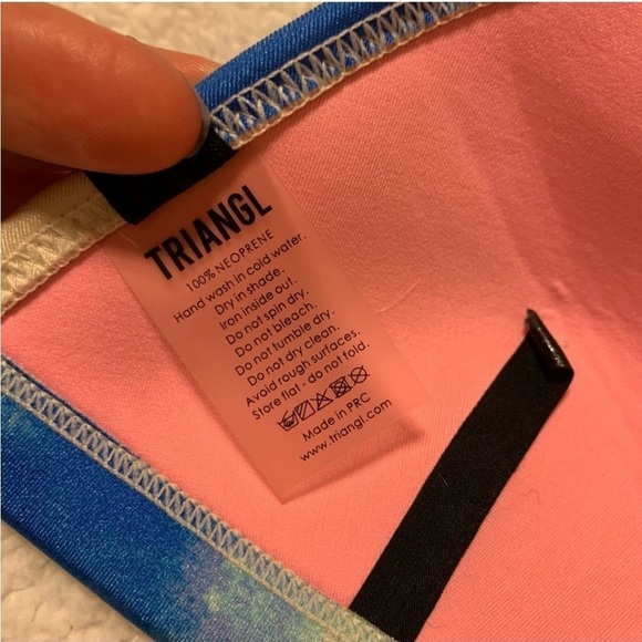 Triangl Bibi Luna Blue Cream Tie Dye Triangle Bikini Top Bright Swim - Picture 8 of 13